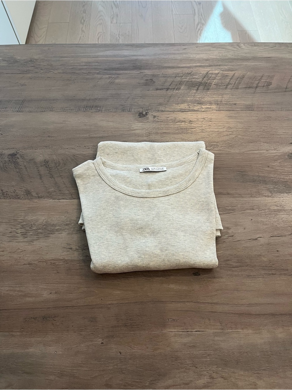 3 Tee - ZARA Men Cream Short-Sleeve